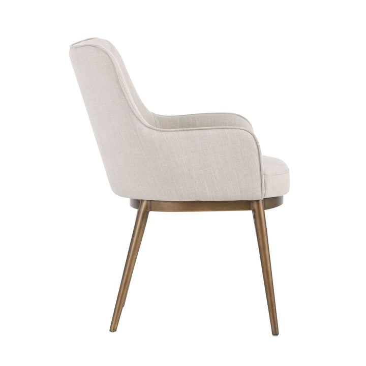 FRANKLIN DINING ARMCHAIR - BEIGE LINEN - Side View