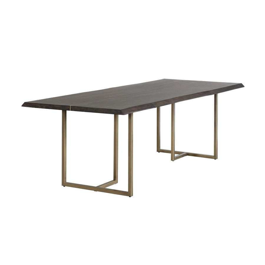 DONNELLY 95" DINING TABLE - ANTIQUE BRASS / DARK MANGO - FRONT VIEW