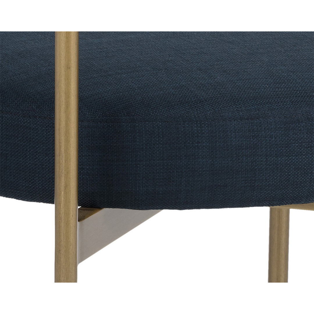 SENECA ANTIQUE BRASS DINING CHAIR - ARENA NAVY - Closeup View