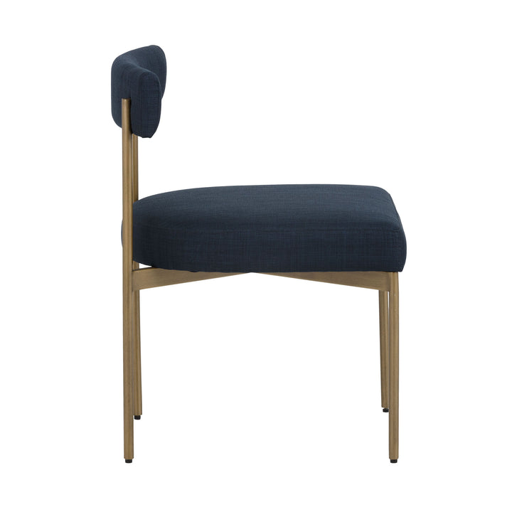 SENECA ANTIQUE BRASS DINING CHAIR - ARENA NAVY - Side View