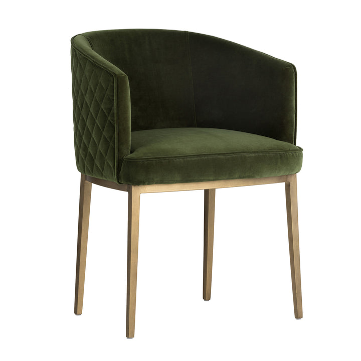 CORNELLA DINING ARMCHAIR - FOREST GREEN - Front View