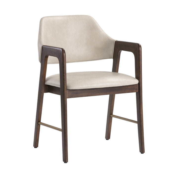 MILTON SMOKE ACACIA DINING ARMCHAIR - BRAVO CREAM - Front View