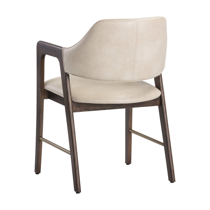 MILTON SMOKE ACACIA DINING ARMCHAIR - BRAVO CREAM - Back View