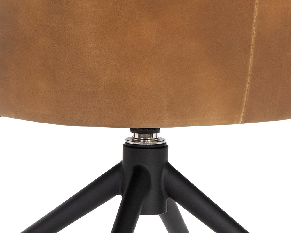 BRETTA SWIVEL DINING CHAIR - TOBACCO TAN - Closeup View