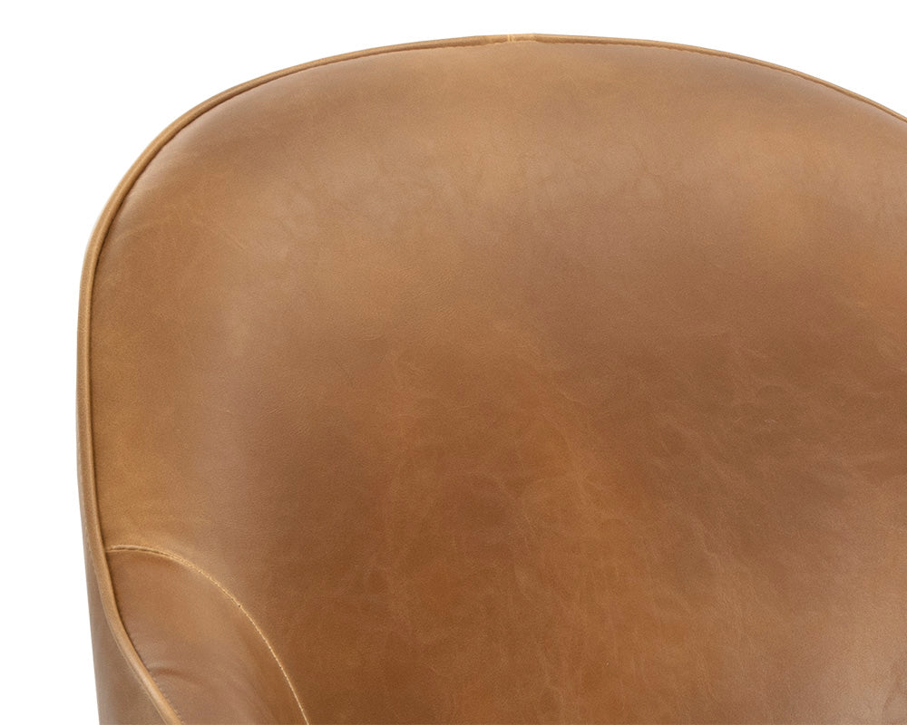 BRETTA SWIVEL DINING CHAIR - TOBACCO TAN - Closeup View