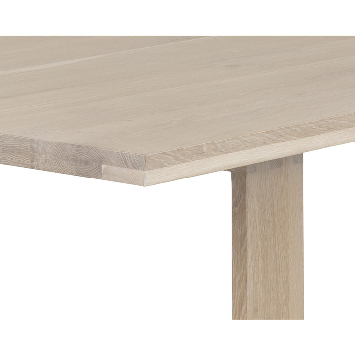 THANUS 94.5" DINING TABLE - LIGHT OAK - CLOSE VIEW