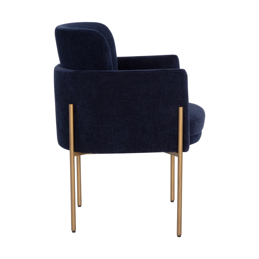 RICHIE ANTIQUE BRASS DANNY NAVY DINING ARMCHAIR - Side View