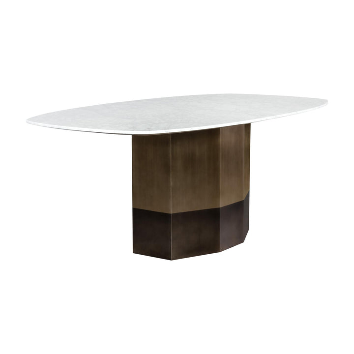 AINSLEY 78.75" DINING TABLE - WHITE MARBLE -SIDE VEW