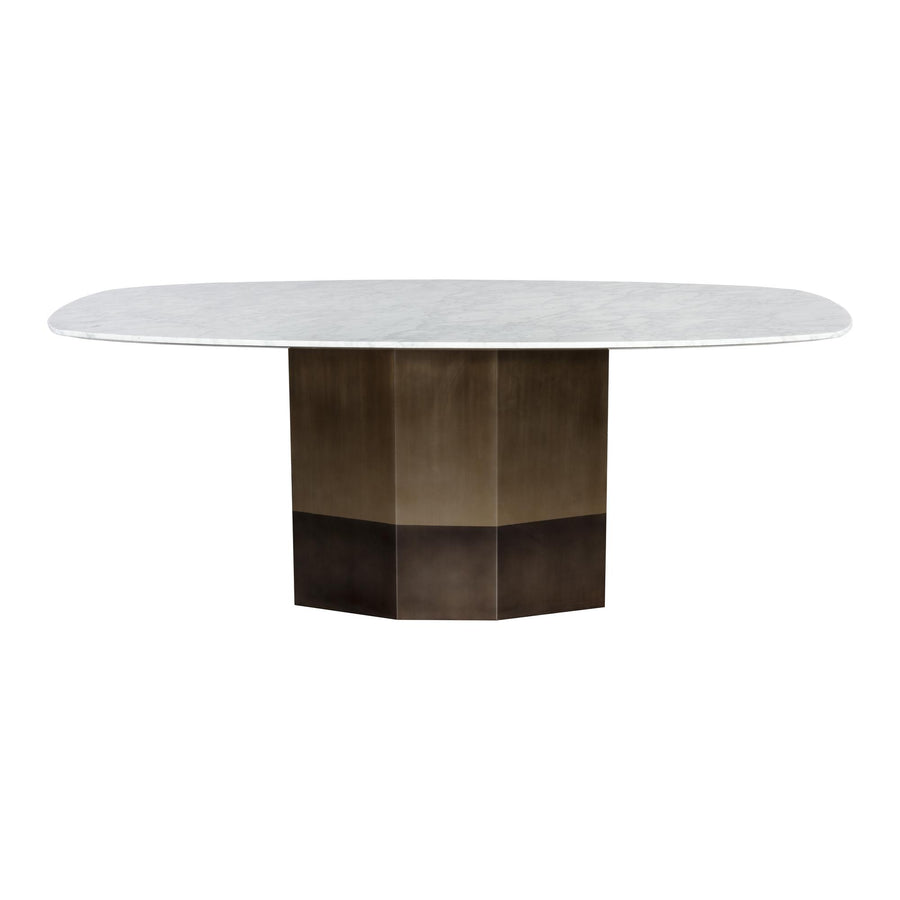 AINSLEY 78.75" DINING TABLE - WHITE MARBLE - FRONT VEW