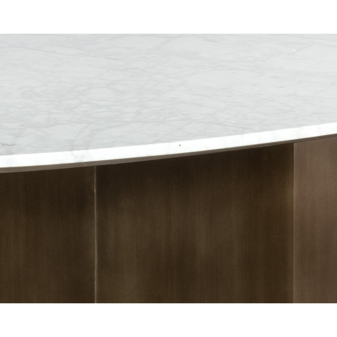 AINSLEY 78.75" DINING TABLE - WHITE MARBLE -UPPER VIEW