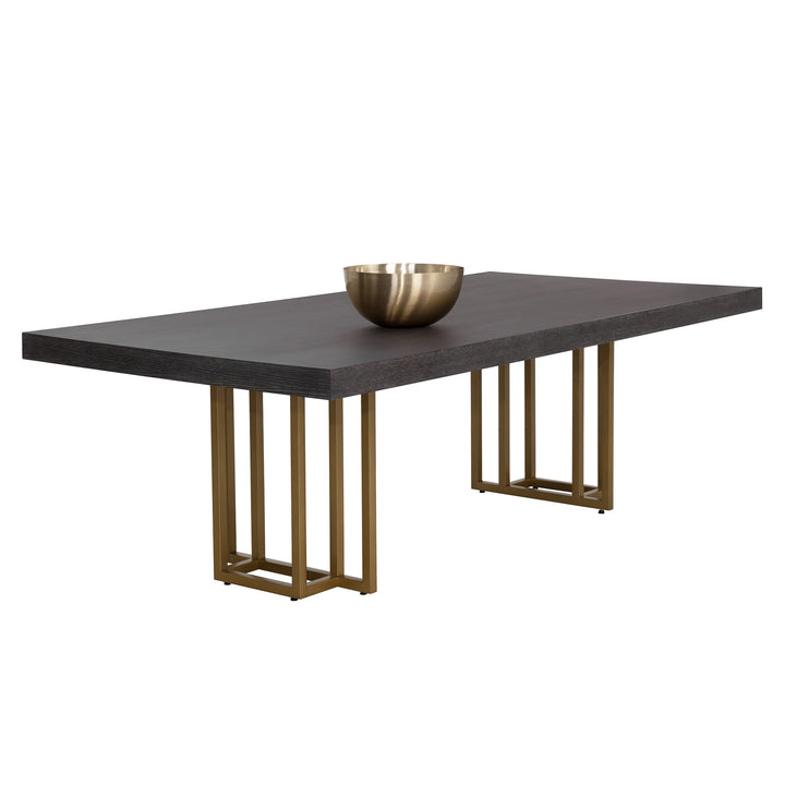 BALDESSARA 94.5" DINING TABLE - BROWN - SIDE VIEW