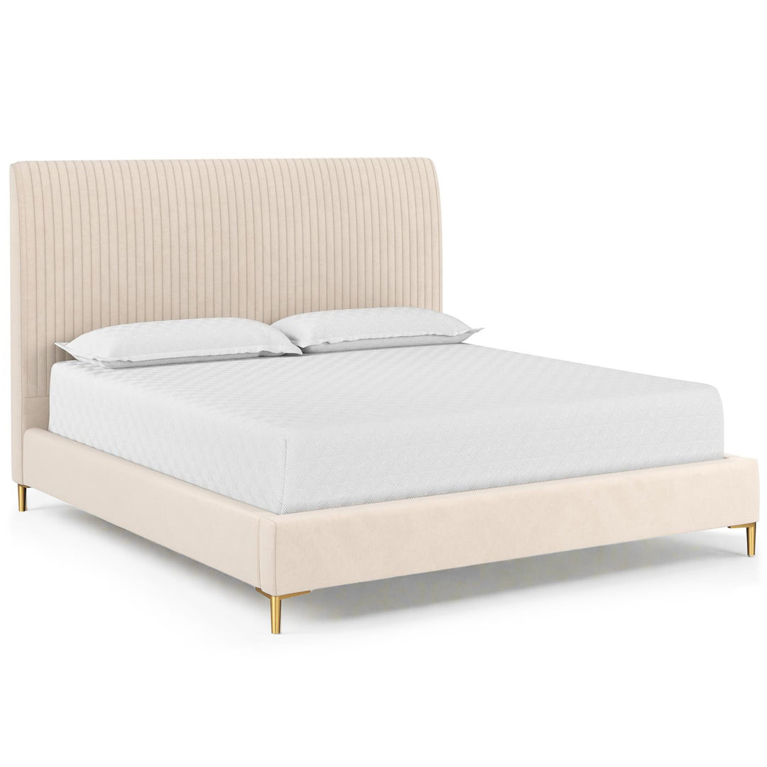 HARRIS VELVET UPHOLSTERED PLATFORM BED - KING BED - FRONT VIEW