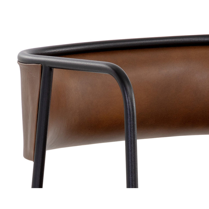 BRENAN DINING ARMCHAIR - BRAVO COGNAC - Closeup View