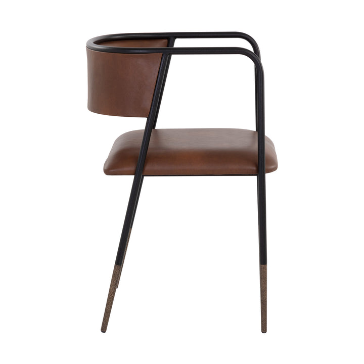 BRENAN DINING ARMCHAIR - BRAVO COGNAC - Side View