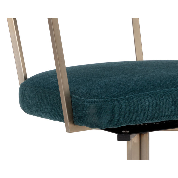 BEXLEY SWIVEL DANNY TEAL DINING ARMCHAIR - Closeup View