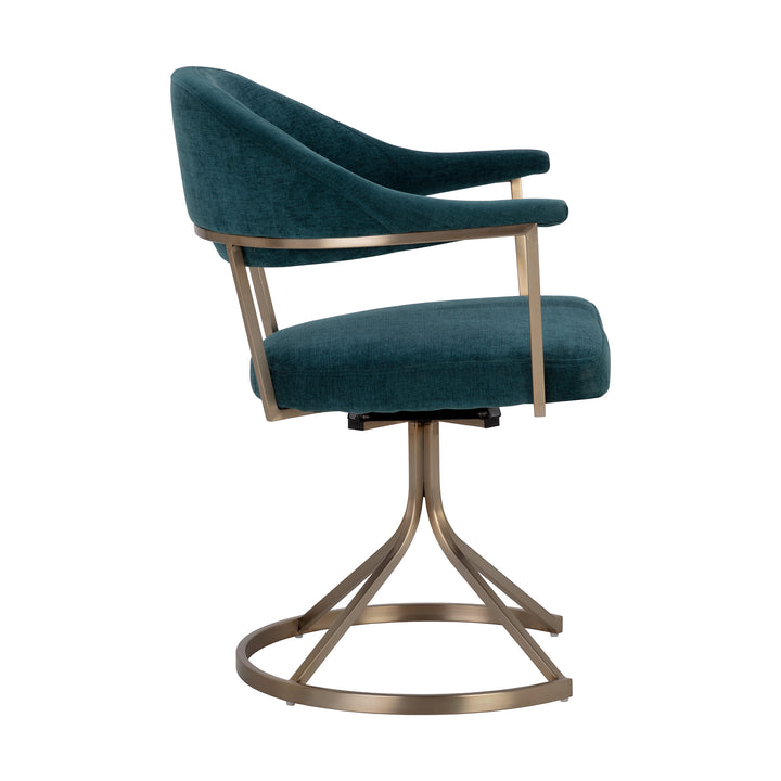 BEXLEY SWIVEL DANNY TEAL DINING ARMCHAIR - Side View