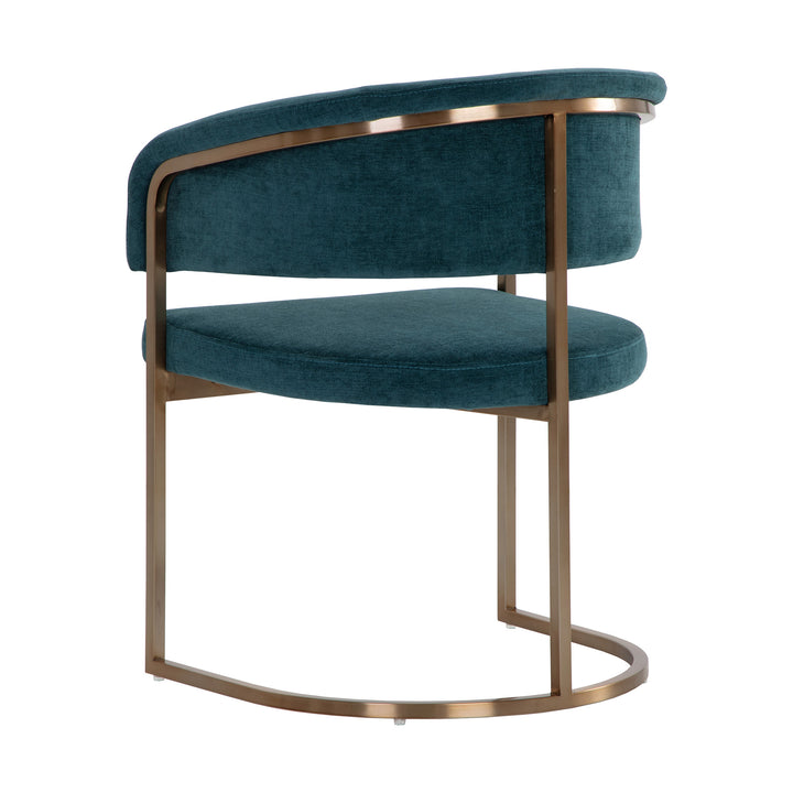 MARRIS DANNY TEAL GOLD DINING ARMCHAIR - Back View