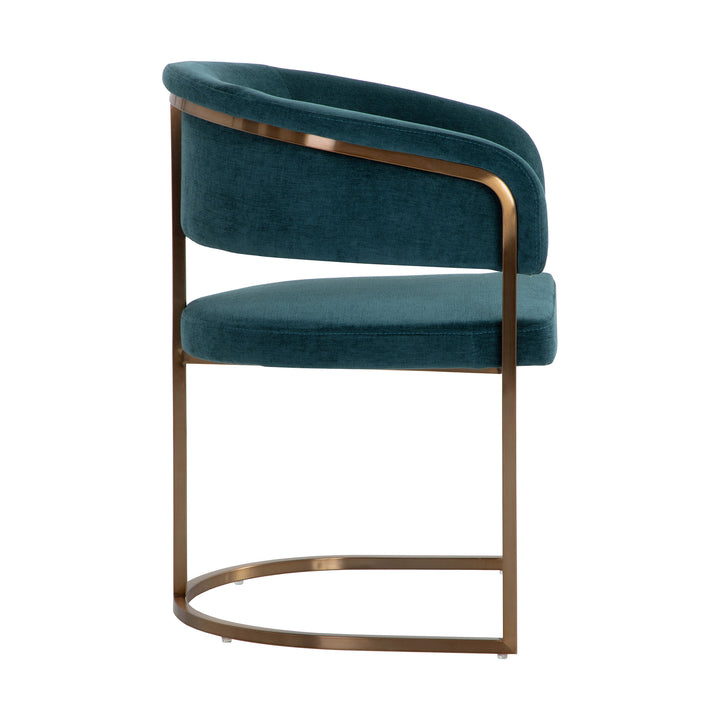 MARRIS DANNY TEAL GOLD DINING ARMCHAIR - Side View