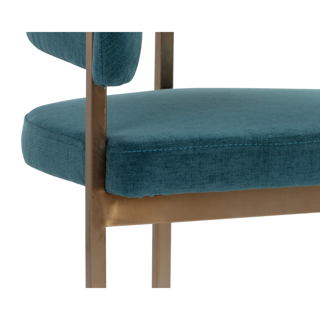 MARRIS DANNY TEAL GOLD DINING ARMCHAIR - Closeup View