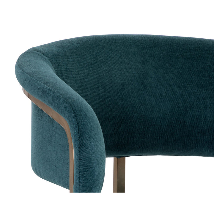 MARRIS DANNY TEAL GOLD DINING ARMCHAIR - Closeup View