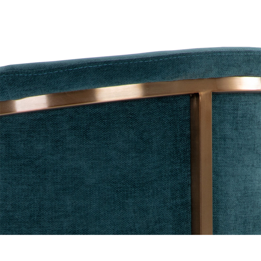 MARRIS DANNY TEAL GOLD DINING ARMCHAIR - Closeup View