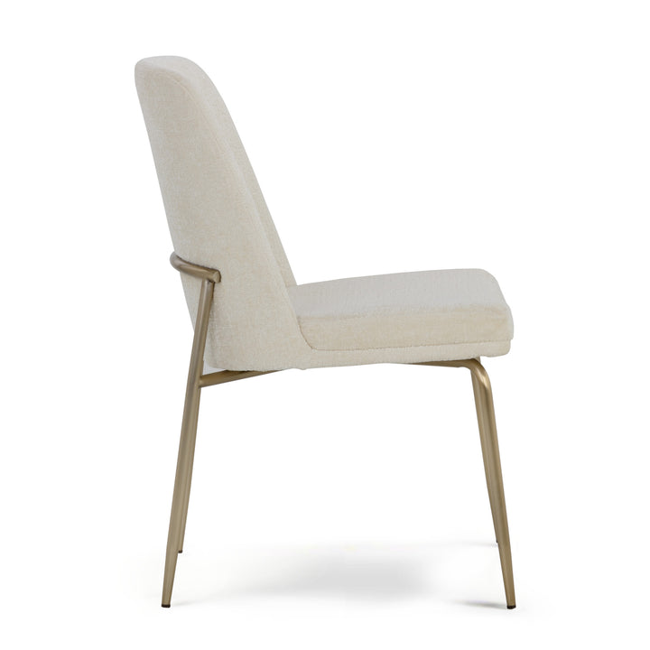 ZEKE ANTIQUE BRASS DINING CHAIR - BERGEN IVORY - Side View