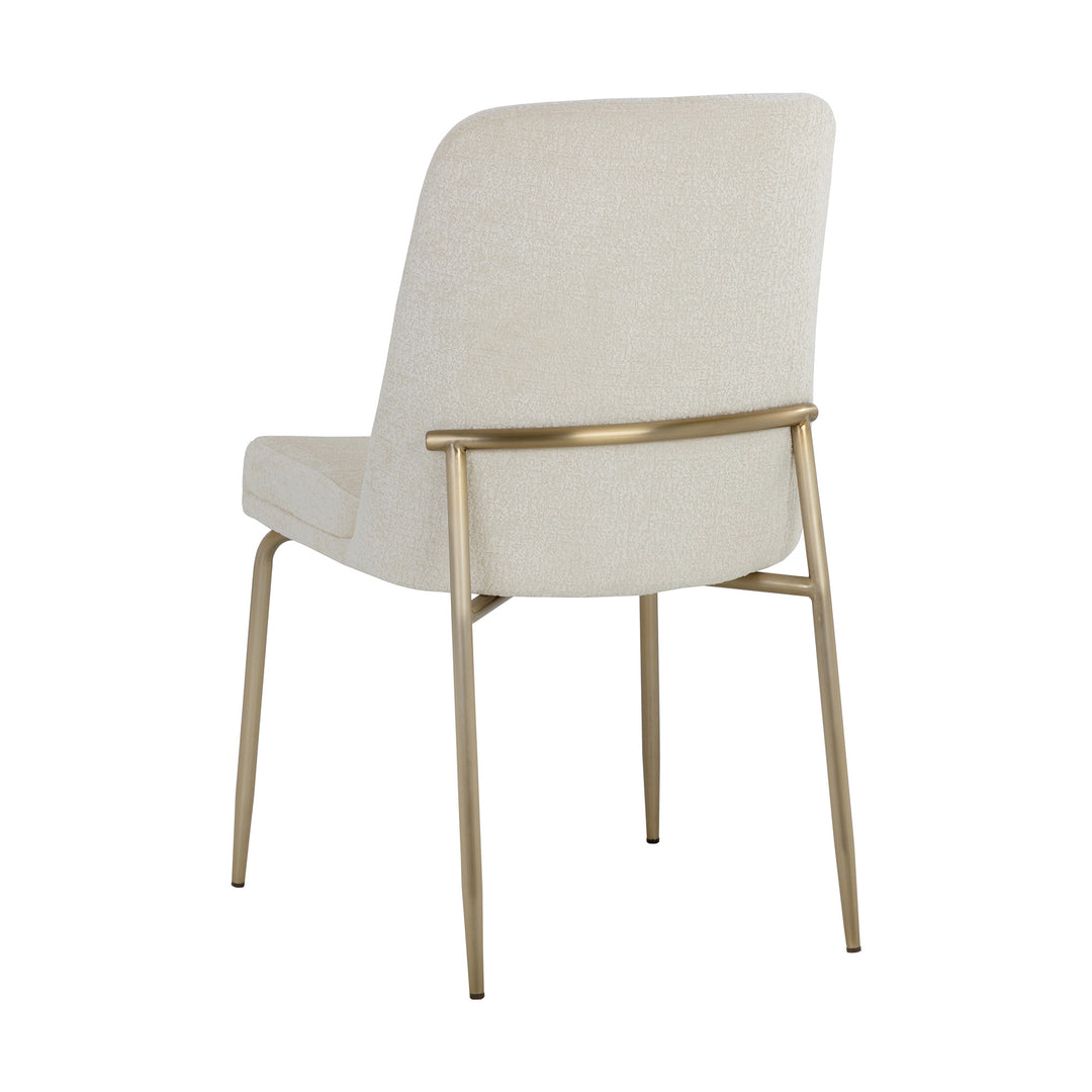 ZEKE ANTIQUE BRASS DINING CHAIR - BERGEN IVORY - Back View