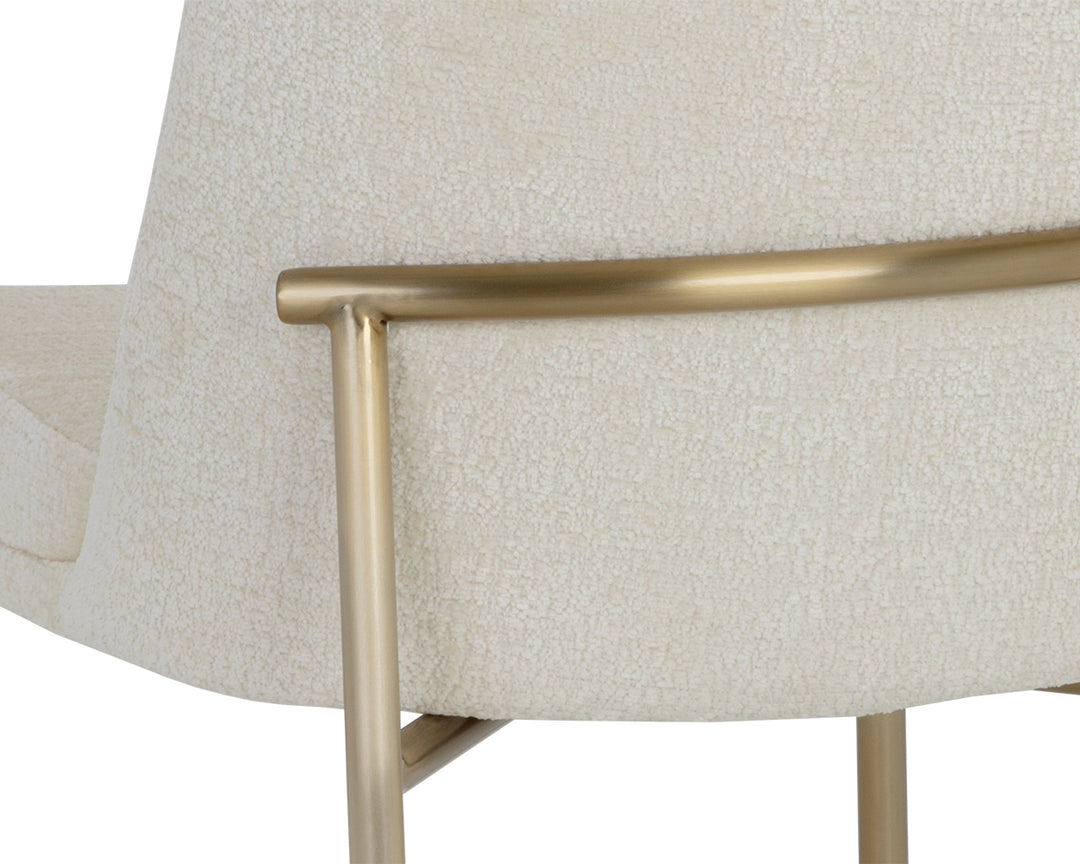 ZEKE ANTIQUE BRASS DINING CHAIR - BERGEN IVORY - Closeup View