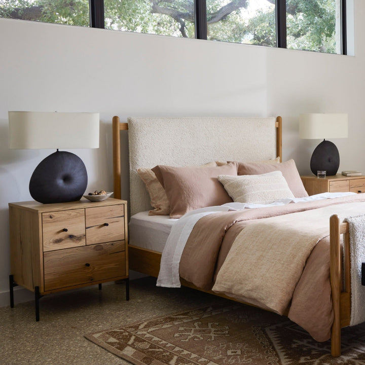 BOWEN BED: SHEARLING WRAPPED PANEL BED