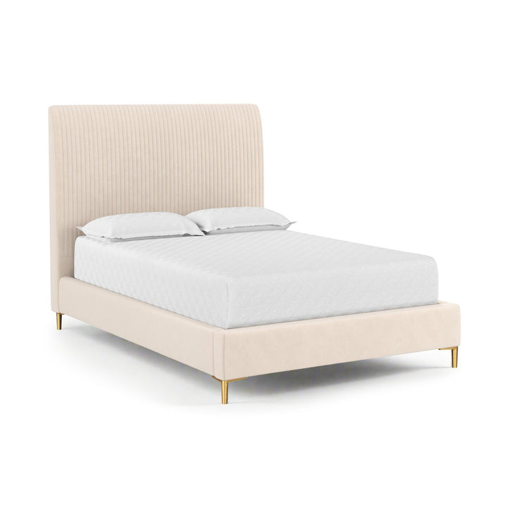 HARRIS VELVET UPHOLSTERED PLATFORM BED - FULL BED - FRONT VIEW