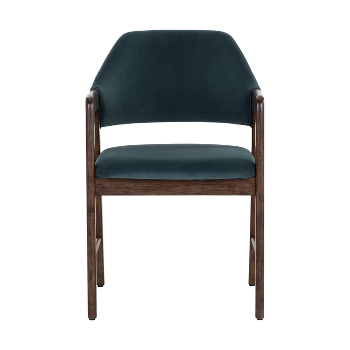 MILTON SMOKE ACACIA DINING ARMCHAIR - MEG DUSTY TEAL - Main View