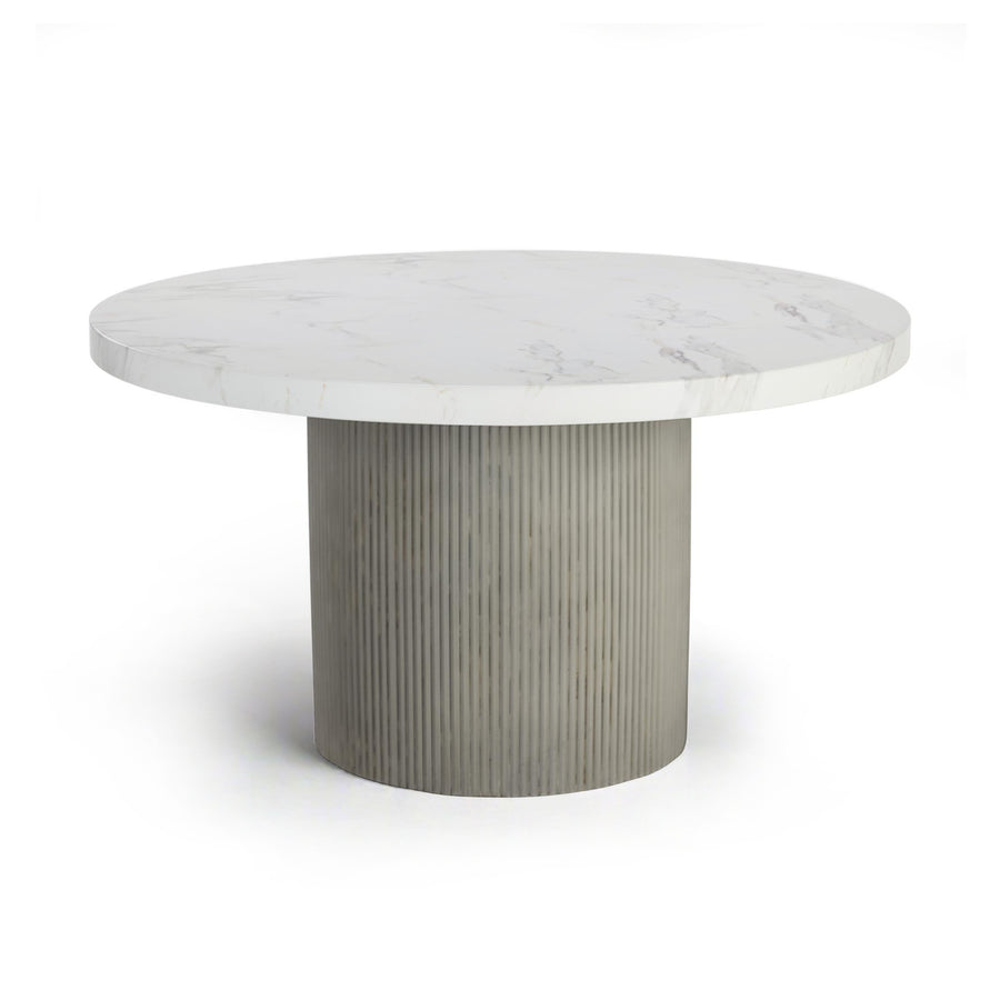 NICOLETTE 55" MARBLE LOOK DINING TABLE - LIGHT GREY - FRONT VIEW