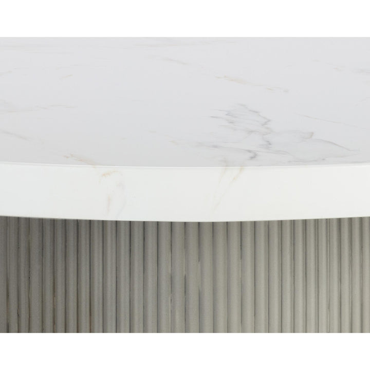 NICOLETTE 55" MARBLE LOOK DINING TABLE - LIGHT GREY - CLOSE VIEW