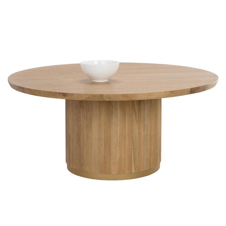 KALLA 68" ROUND DINING TABLE - RUSTIC OAK - FRONT VIEW 