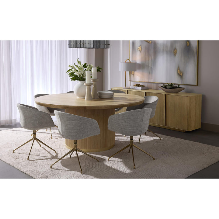 KALLA 68" ROUND DINING TABLE - RUSTIC OAK - FRONT VIEW 