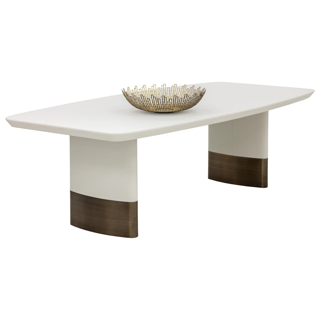 CALIDA 98" DINING TABLE - CREAM - SIDE VIEW