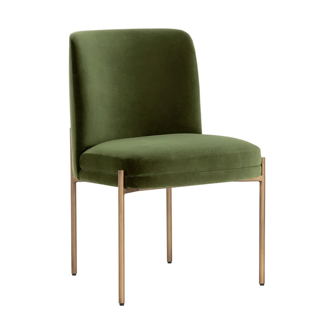 RICHIE ANTIQUE BRASS FOREST GREEN DINING CHAIR - Main View