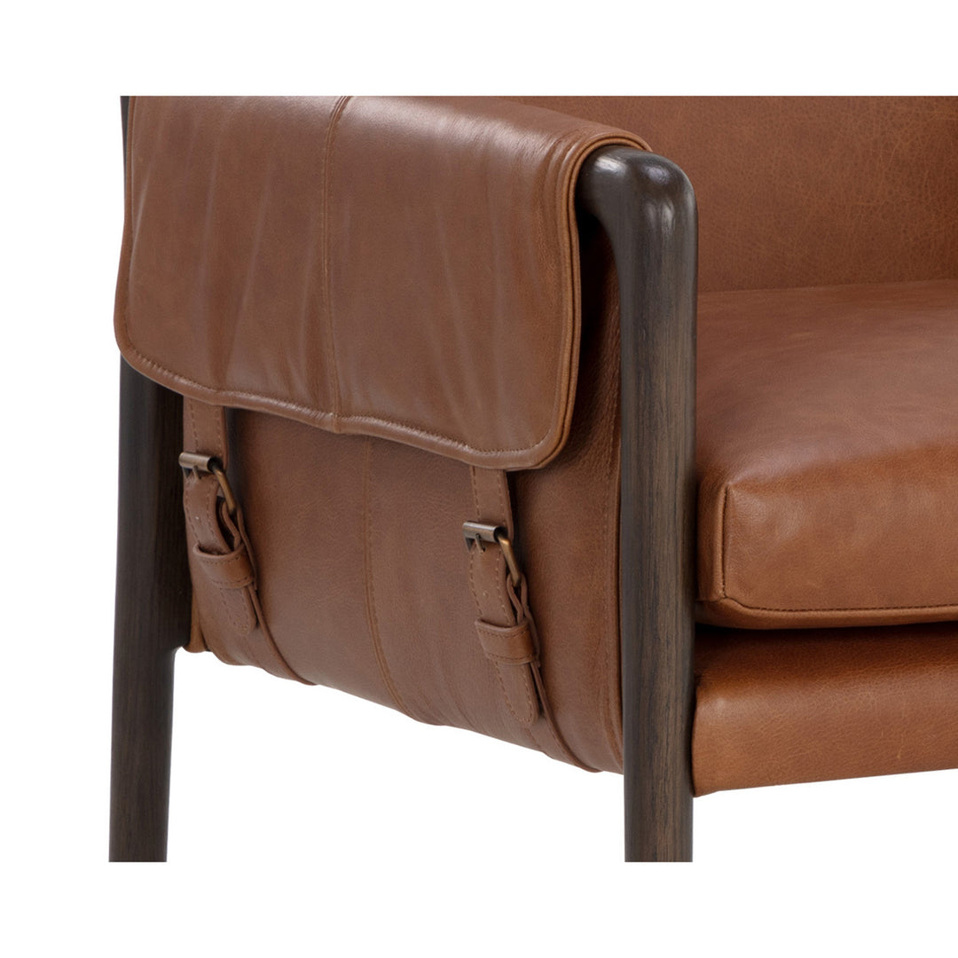 MAUTI SHALIMAR TOBACCO LEATHER DINING ARMCHAIR - Closeup View