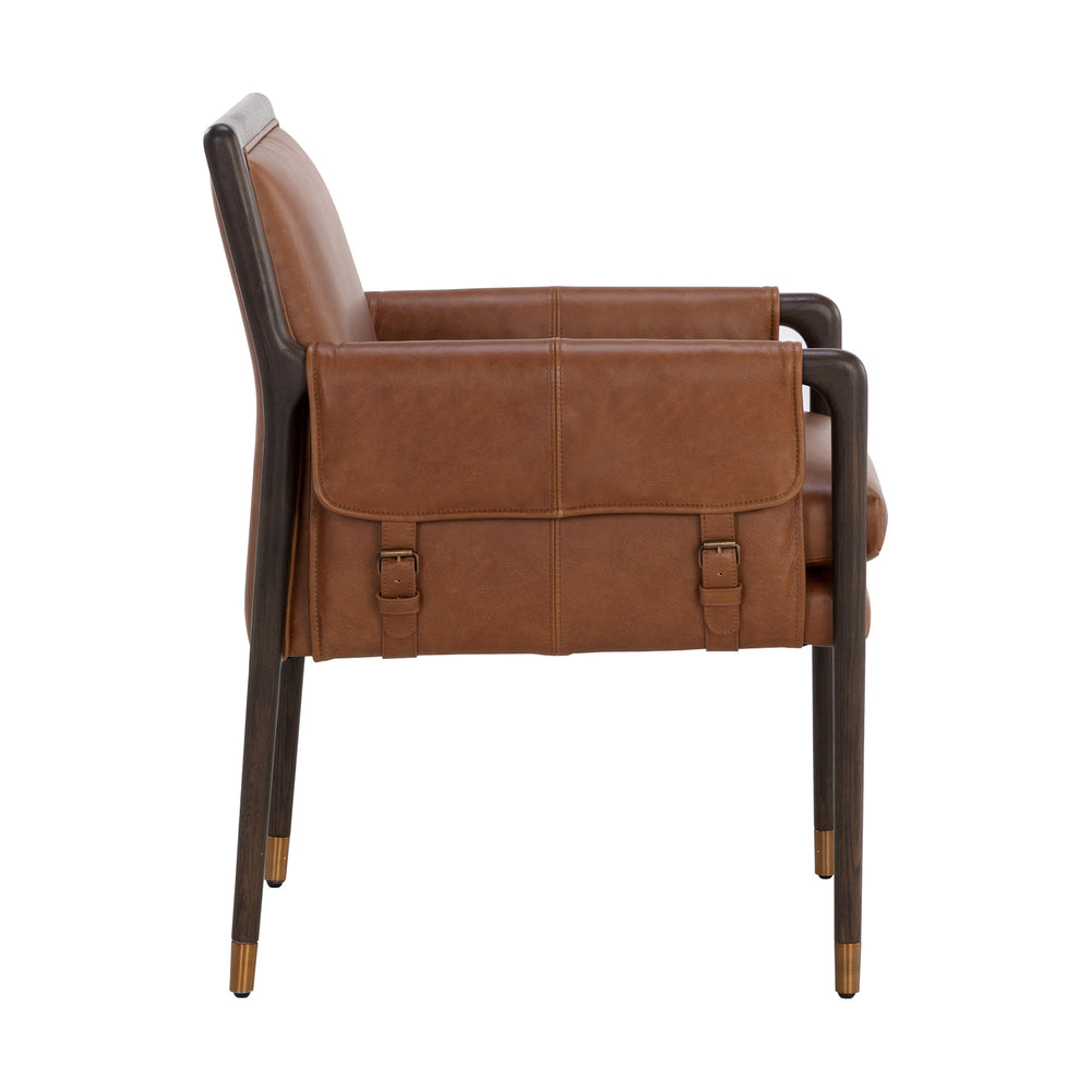 MAUTI SHALIMAR TOBACCO LEATHER DINING ARMCHAIR - Side View