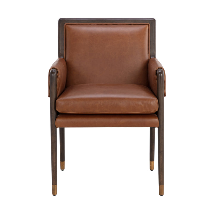 MAUTI SHALIMAR TOBACCO LEATHER DINING ARMCHAIR - Main View