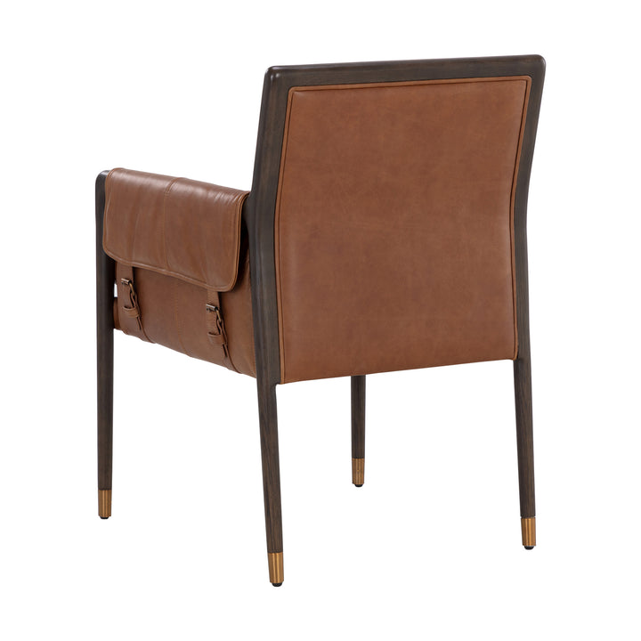 MAUTI SHALIMAR TOBACCO LEATHER DINING ARMCHAIR - Back View