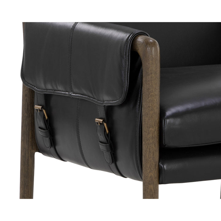 MAUTI DINING CORTINA BLACK LEATHER ARMCHAIR - Closeup View