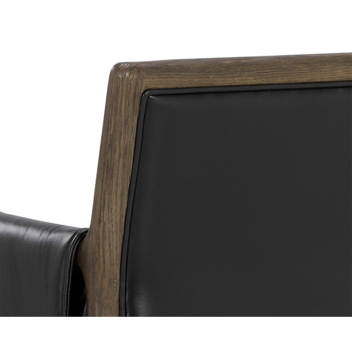 MAUTI DINING CORTINA BLACK LEATHER ARMCHAIR - Closeup View