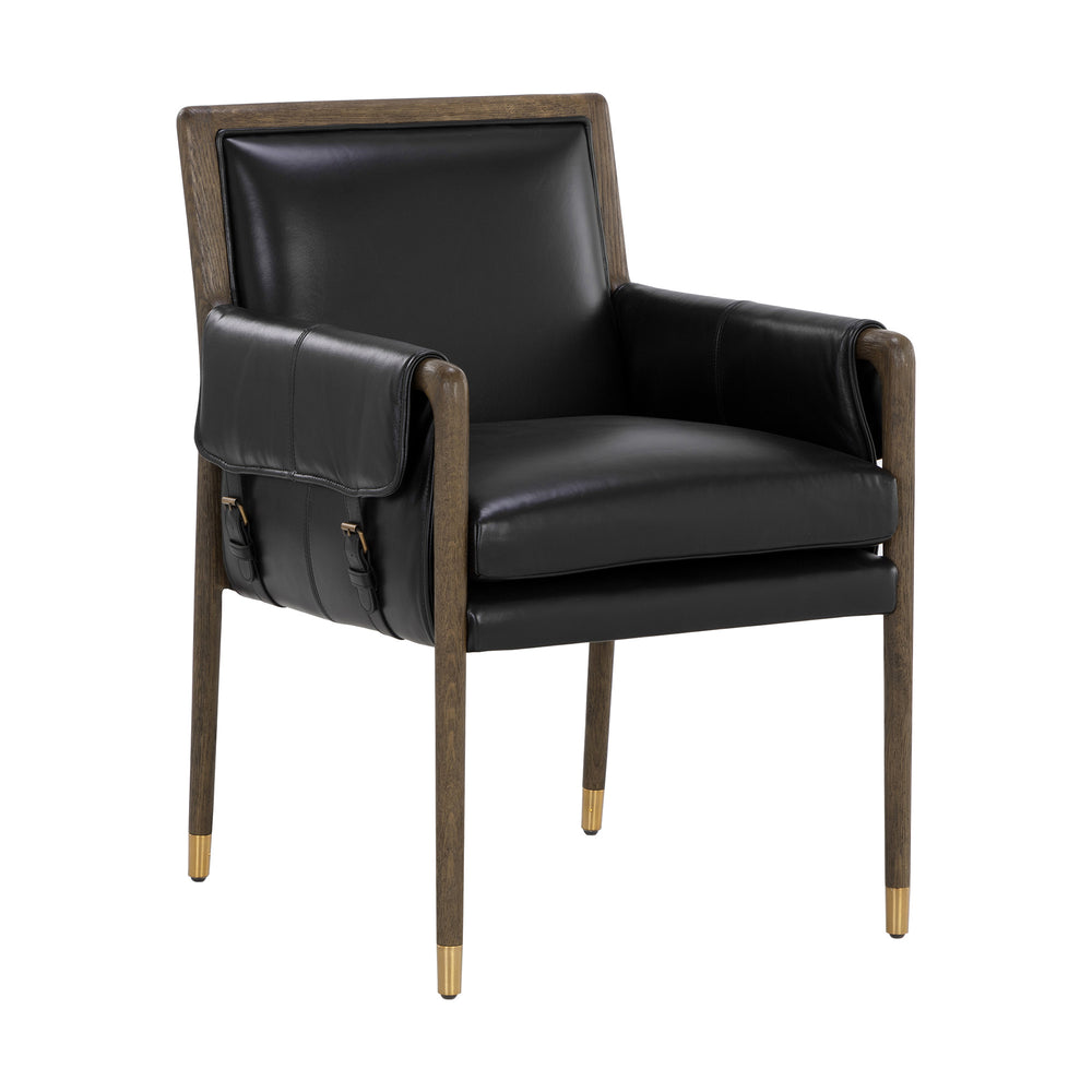 MAUTI DINING CORTINA BLACK LEATHER ARMCHAIR - Front View