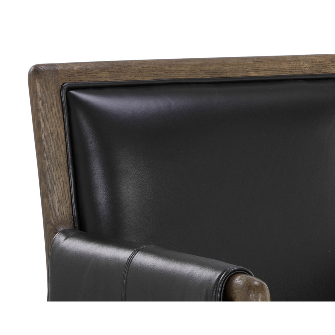 MAUTI DINING CORTINA BLACK LEATHER ARMCHAIR - Closeup View