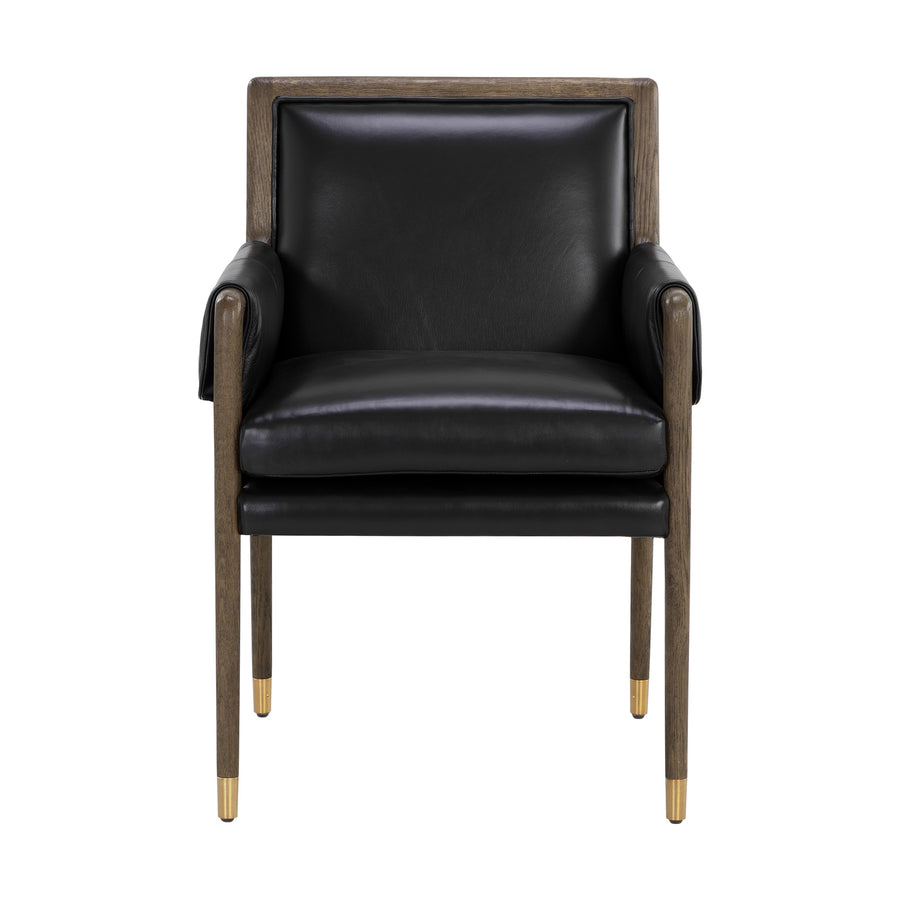 MAUTI DINING CORTINA BLACK LEATHER ARMCHAIR - Main View