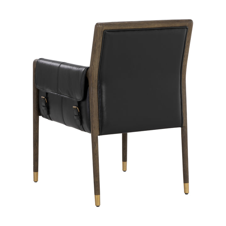 MAUTI DINING CORTINA BLACK LEATHER ARMCHAIR - Back View