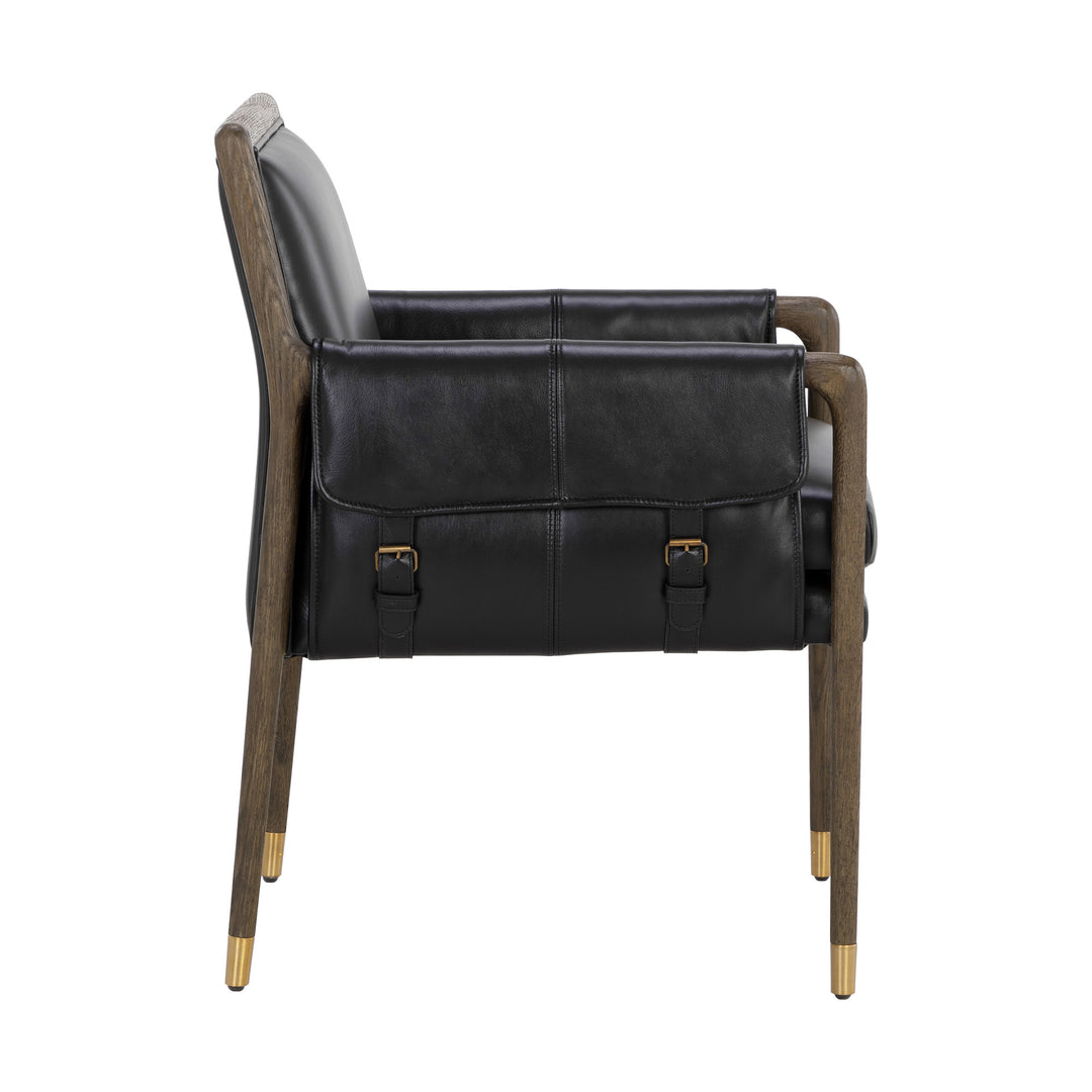 MAUTI DINING CORTINA BLACK LEATHER ARMCHAIR - Side View