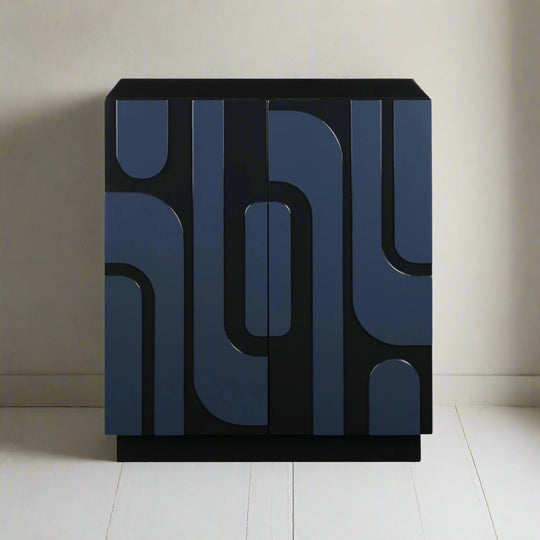 VALERIA 2 DOOR GLOSSY BLUE CABINET