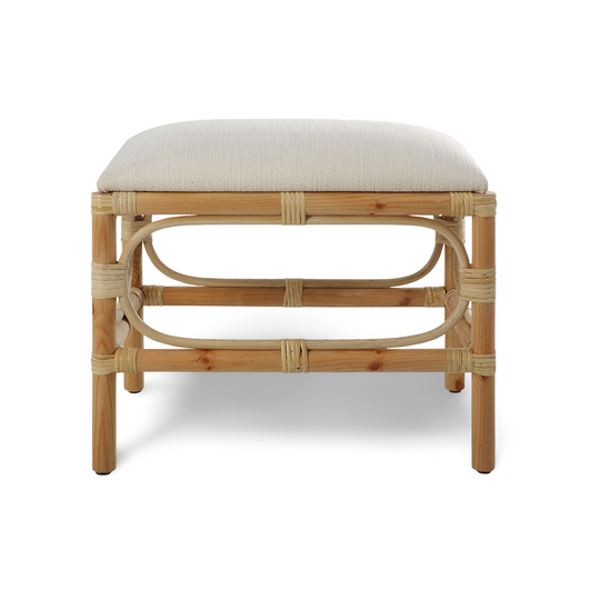 ASHORE RATTAN WRAPPED SMALL BENCH: WHITE